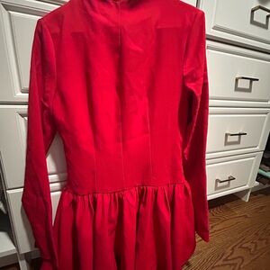 Commense Red Long-Sleeve Peplum Dress